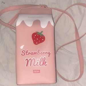 Pink strawberry milk bag